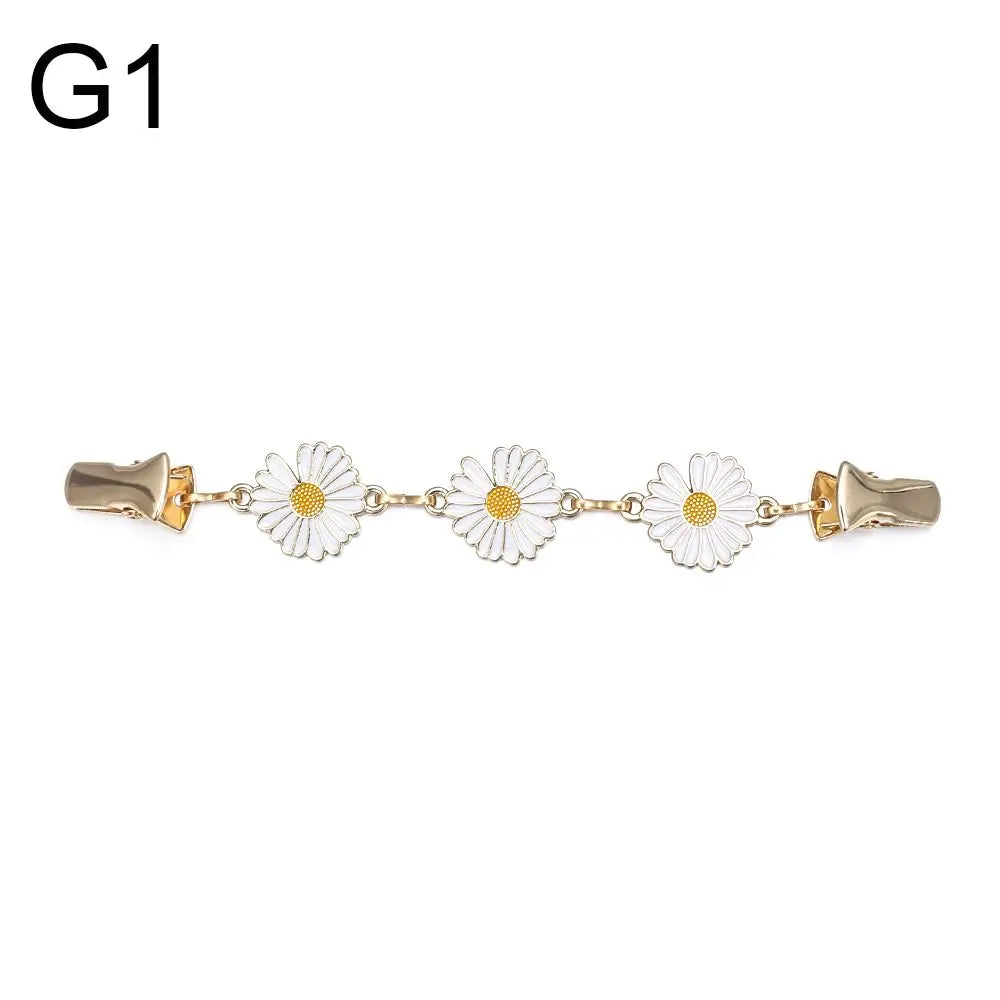Retro Rhinestone Sweater Shawl Clasp - Antique Flower Duck Mouth Clothing Pin For Cardigans And Shirts