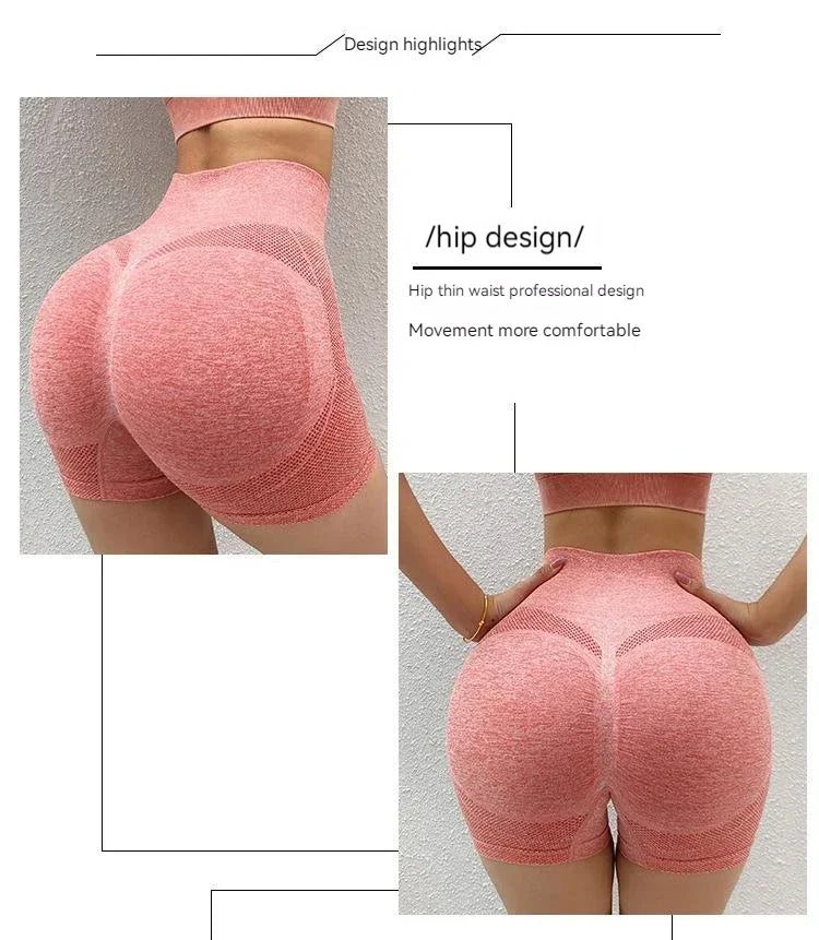 Women’s Sexy Booty Push-Up Sport Yoga Shorts — Seamless Spandex High Waist Running & Cycling Fitness Leggings