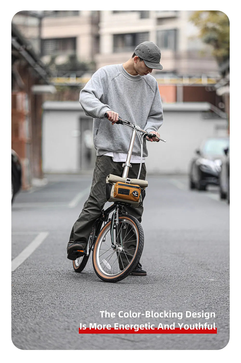 Rhinowalk 4L Bike Handlebar Bag — Quick Release Front Tube Basket with MOLLE for Brompton Folding Bikes
