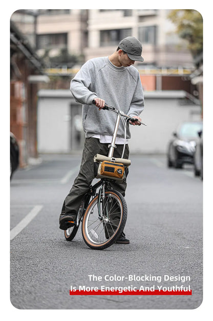 Rhinowalk 4L Bike Handlebar Bag — Quick Release Front Tube Basket with MOLLE for Brompton Folding Bikes