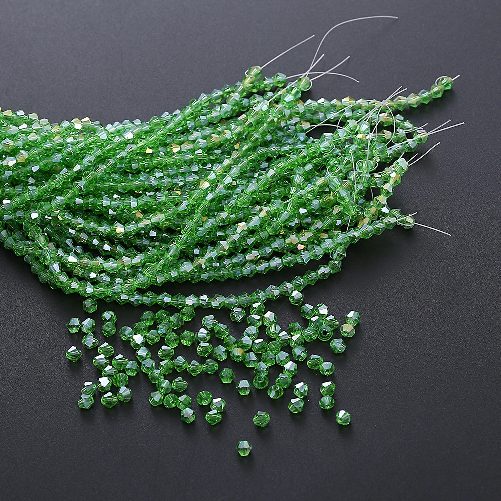 3/4mm Crystal Bicone Glass Beads - White Loose Faceted Beads for DIY Bracelets, Earrings & Jewelry Making