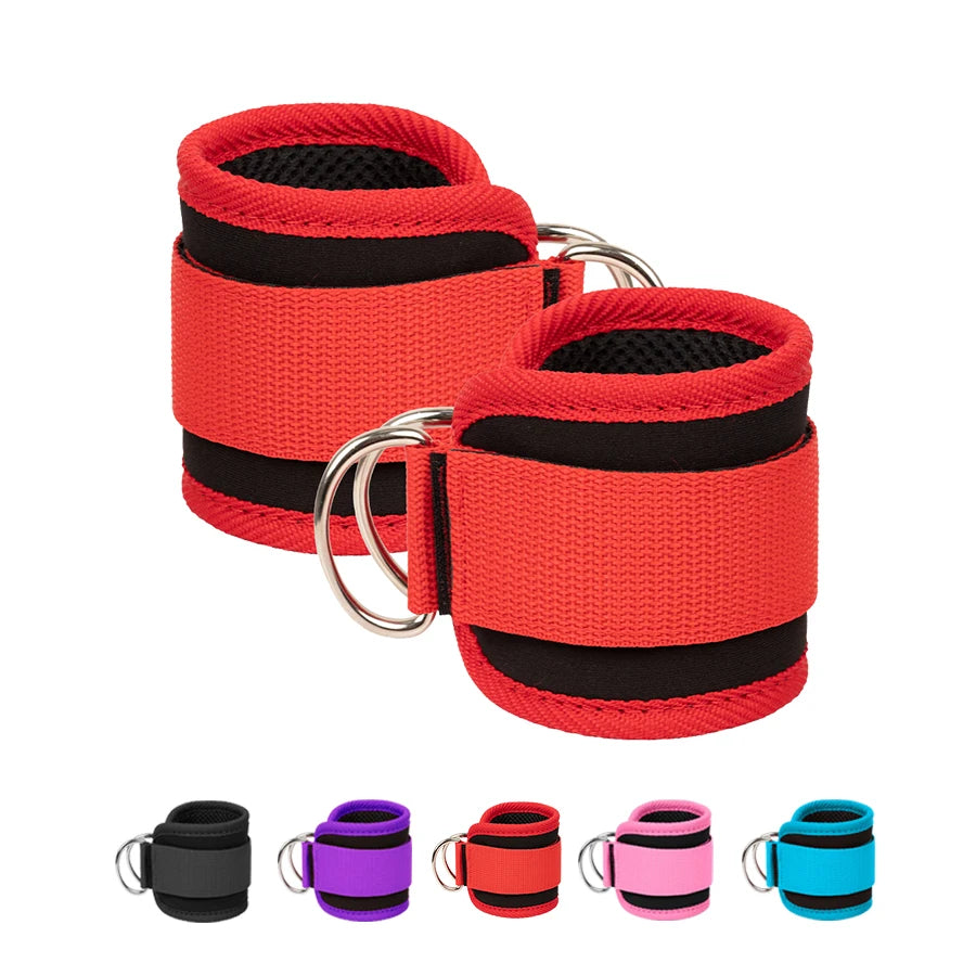 Adjustable Fitness Ankle Straps - D-Ring Support Cuffs for Gym Leg Strength Workouts - Pulley Buckle Sports Guard
