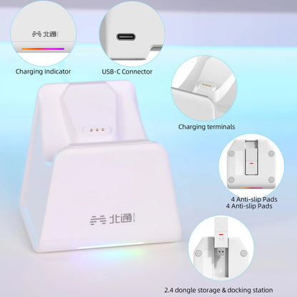 BEITONG KP20/KP40/KP70 Controller Charging Dock - Gamepad Charging Station with LED Indicator & 2.4GHz Dongle Storage
