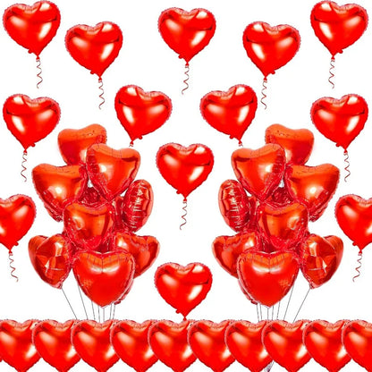 18 Inch Red Heart Foil Balloons - Love Shape Aluminum Balloons for Wedding, Birthday & Home Party Decorations