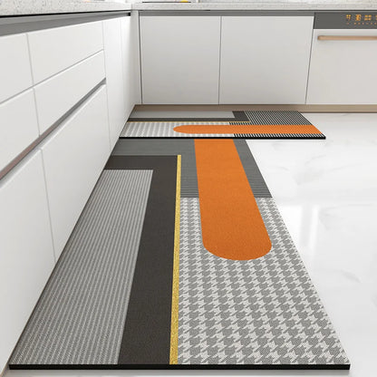 Luxury PVC Leather Kitchen Mat – Waterproof, Non-Slip, Washable Floor Rug for Home Decoration