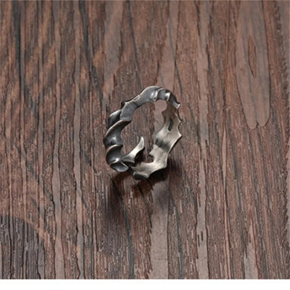 925 Silver Retro Vine Branch Ring for Men – Creative Open Adjustable Finger Jewelry