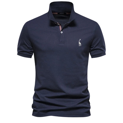 AIOPESON Men's Cotton Polo Shirt - Short Sleeve Solid Color Summer Casual Polo Top