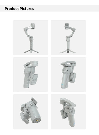 TOKQI M01 3-Axis Handheld Gimbal Stabilizer – Anti-Shake Foldable Holder, Selfie Tripod with Fill Light for iPhone & Smartphones