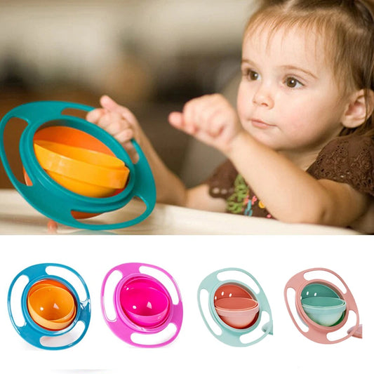Universal Gyro Bowl - 360° Rotating Spill Proof Baby Feeding Dish & Balance Training Toy for Children