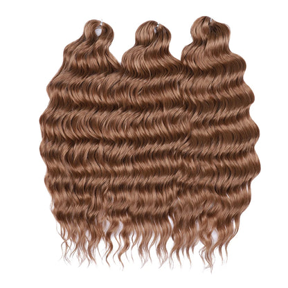 FASHION IDOL 24" Deep Wave Crochet Hair - 3-Piece Synthetic Water Wave Braiding Extensions, Ombre Rainbow Twist Hair