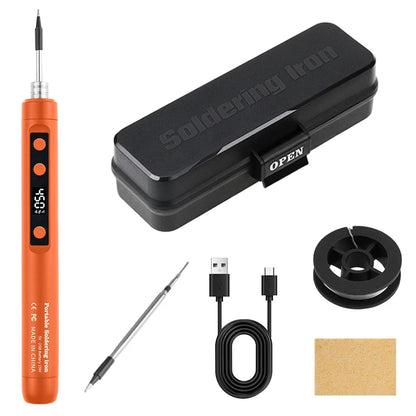LF USB Soldering Iron 8W – 3-Level Adjustable Temperature Rechargeable Lithium Battery Welding Kit for DIY Electronics & Home Repair Soldering Set