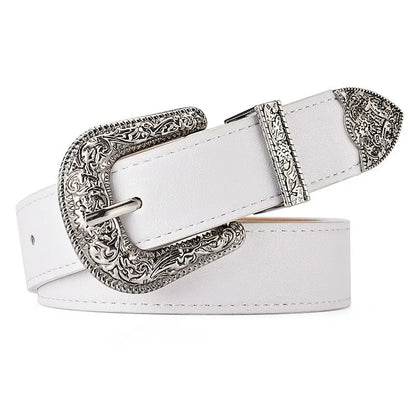 Vintage Carved Needle Buckle Belt — PU Leather Punk Hip Hop Rock Style Unisex Jeans Belt, Y2K Fashion Accessory