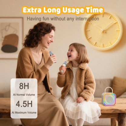 Haomuren Mini Karaoke Machine for Kids – Portable Bluetooth Speaker with 2 Mics, All-in-One Home Party Toy & Gift for Girls