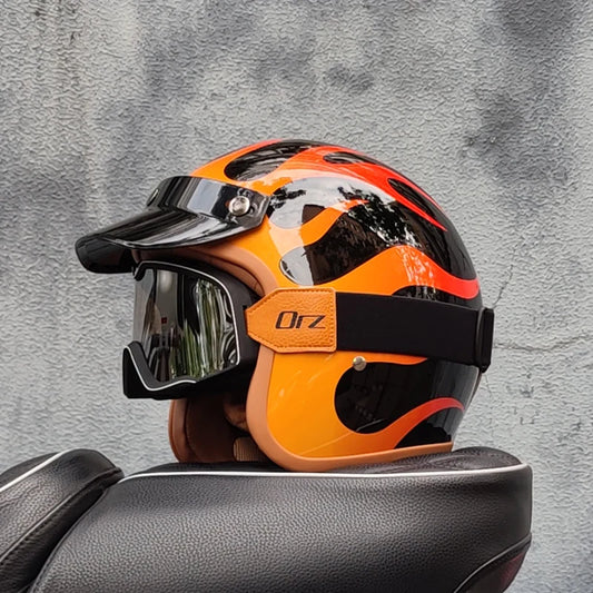Retro 3/4 Semi-Open Motorcycle Helmet — Cross-Country Winter Riding Accessories