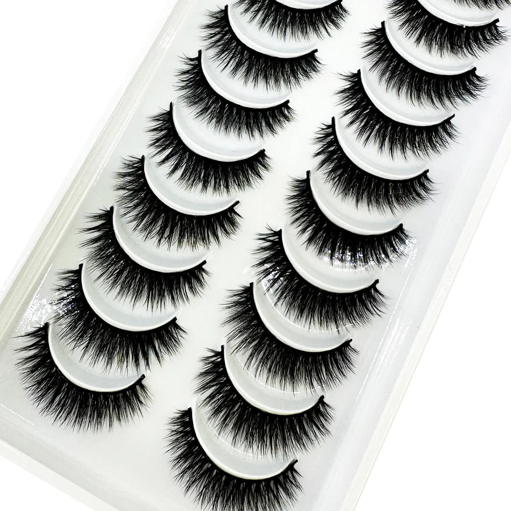 5/10 Pairs 3D Mink False Eyelashes – Wispy Handcrafted Full Strip Short Natural Lashes for Makeup