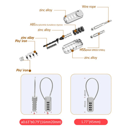 4-Digit Combination Cable Lock – Spring Coil Wire Rope Security Lock for Luggage, Backpack, Suitcase & Drawer Safety
