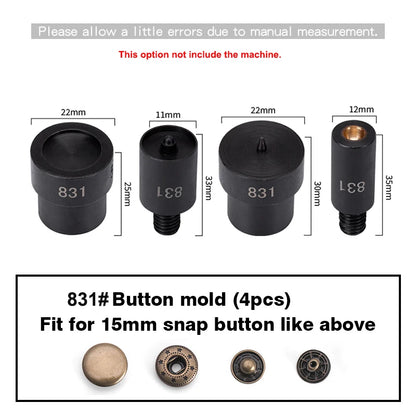 WUTA Manual Button Installation Tool – Mute Punching for Mushroom Rivets & Eyelets, DIY Hand Pressing Tool (With/Without Machine)