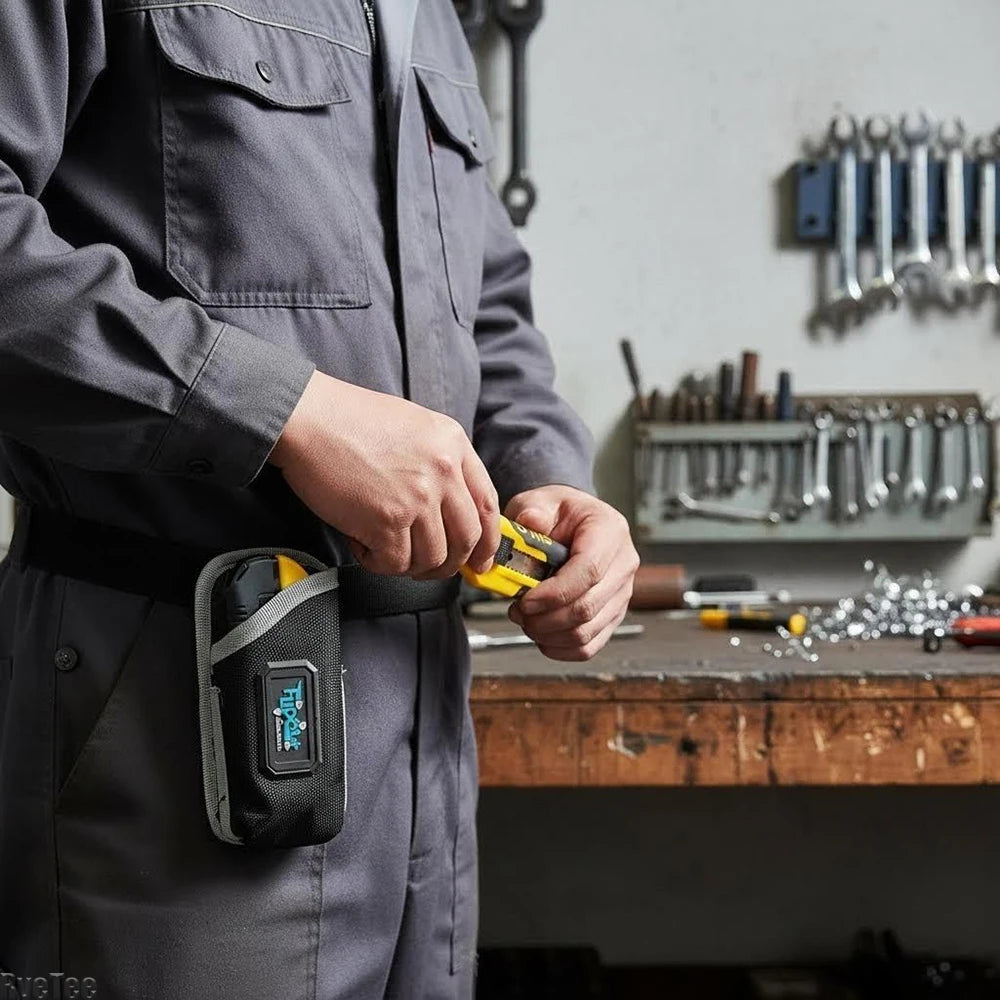 Portable Tool Belt Pouch - Compact Organizer Bag with Metal Hooks for Electrician Tools