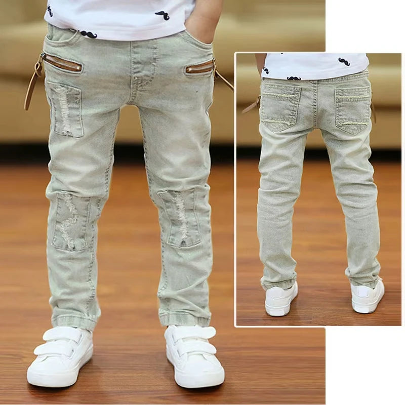 Kids Boys Skinny Jeans - Classic Denim Casual Pants for Ages 5-13