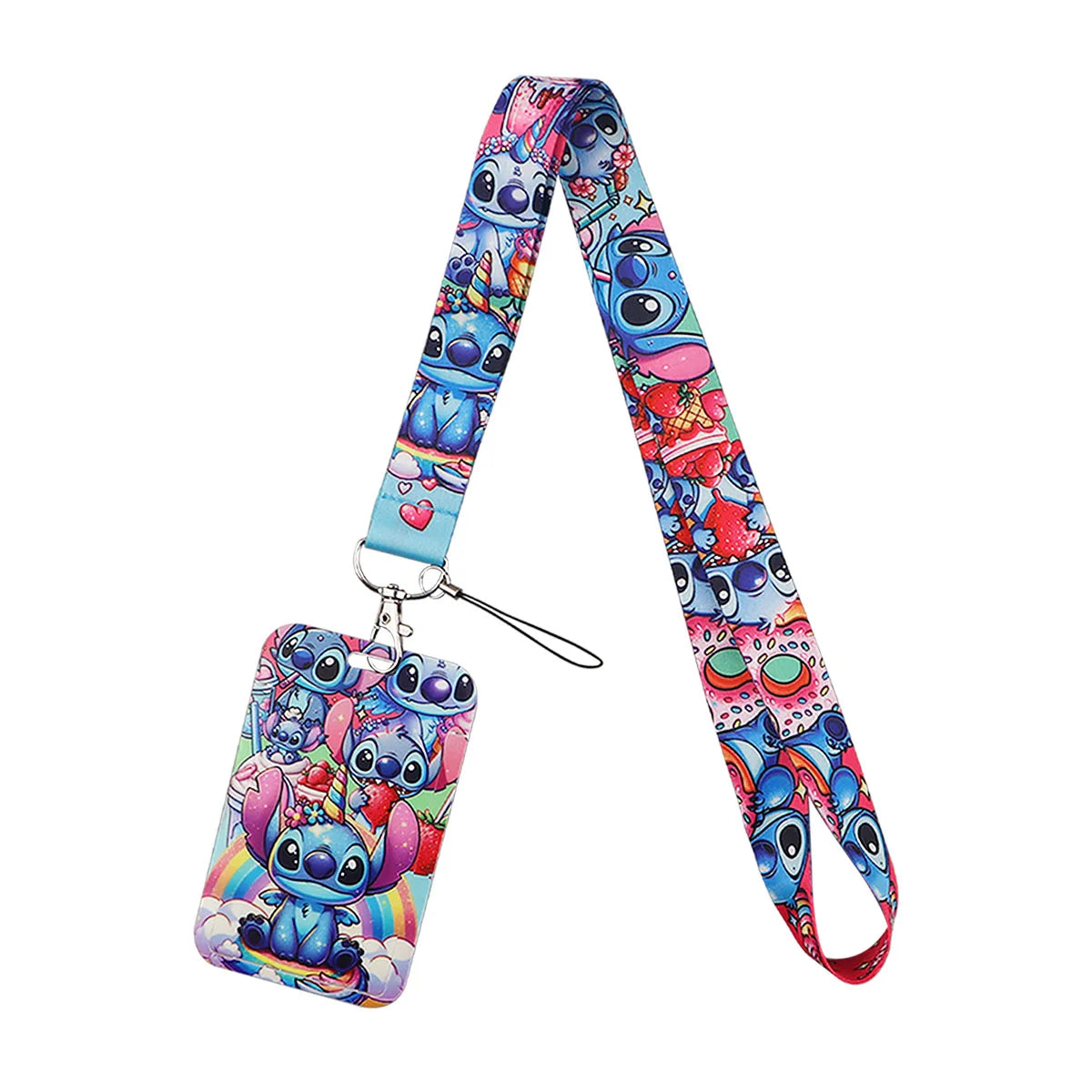 Cartoon Stitch Credential Holder Lanyard – Cute Neck Strap for Keychain, Pass & Credit Card Holder Accessories