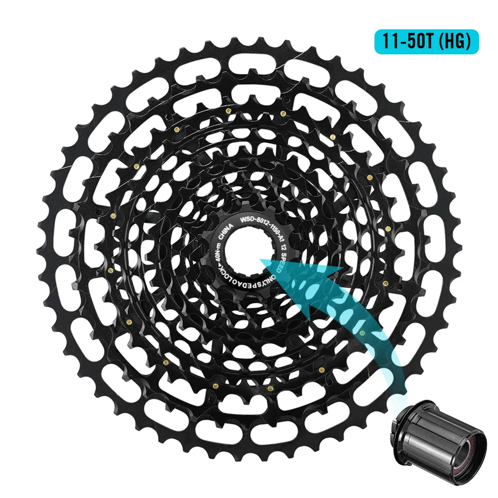 SPEDAO 12-Speed 10-50T Bicycle Cassette – 12V MTB Freewheel Sprocket for SX NX GX, XD & HG Compatible