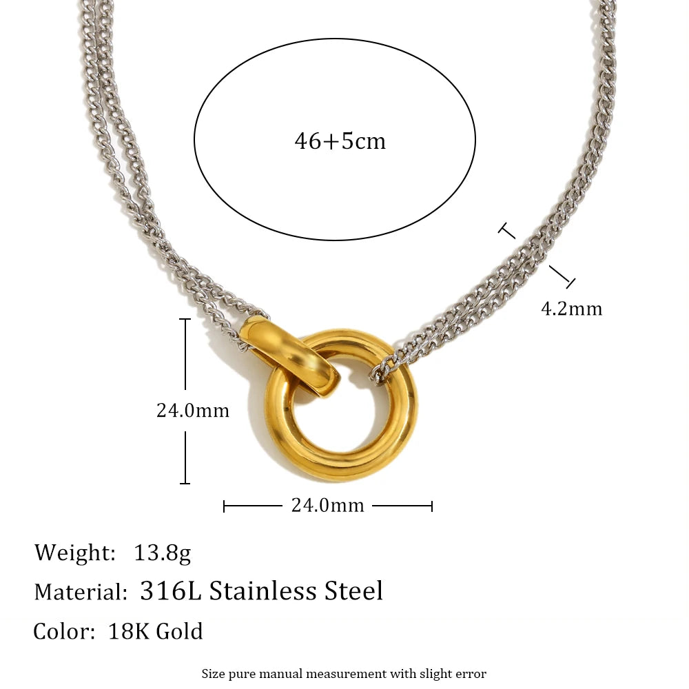 MamacitaSlay Minimalist Stainless Steel Necklace – Double Color Waterproof Charm Jewelry for Women Party Gift