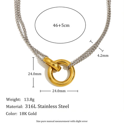 MamacitaSlay Minimalist Stainless Steel Necklace – Double Color Waterproof Charm Jewelry for Women Party Gift