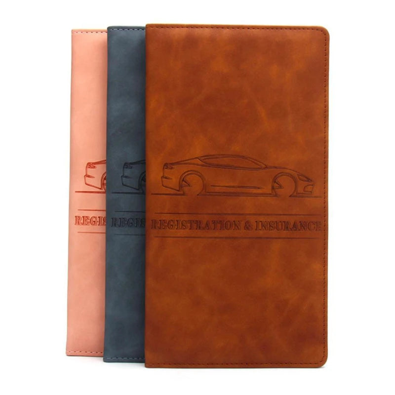Leather Car Registration & Insurance Holder – Men's Driving License Cover, Auto Documents & Credit Card Storage Bag