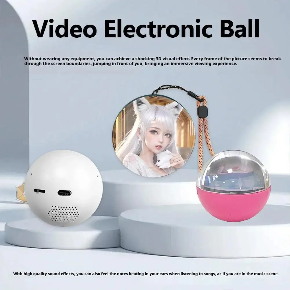 3D Video Crystal Ball Lamp - DIY Memory Glass Sphere with 2.7" Screen & 4GB Video Player, Gift Idea