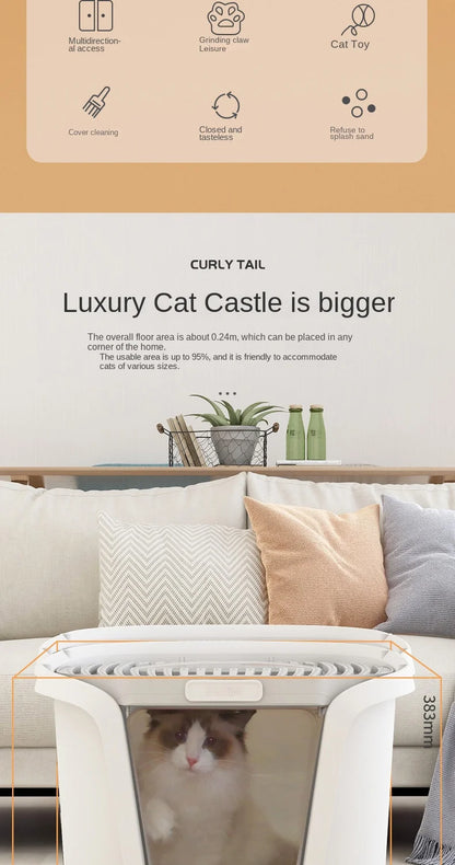 High-Value Super Large Cat Litter Box – Multi-Directional Access Cat Toilet with Lift Cover and Easy-Clean Design