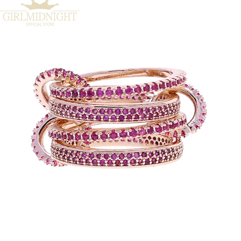 2026 Spinelli Stacking Rings - Iced Out 5A CZ Micro Pave Multi-Piece Engagement Finger Jewelry Set for Women