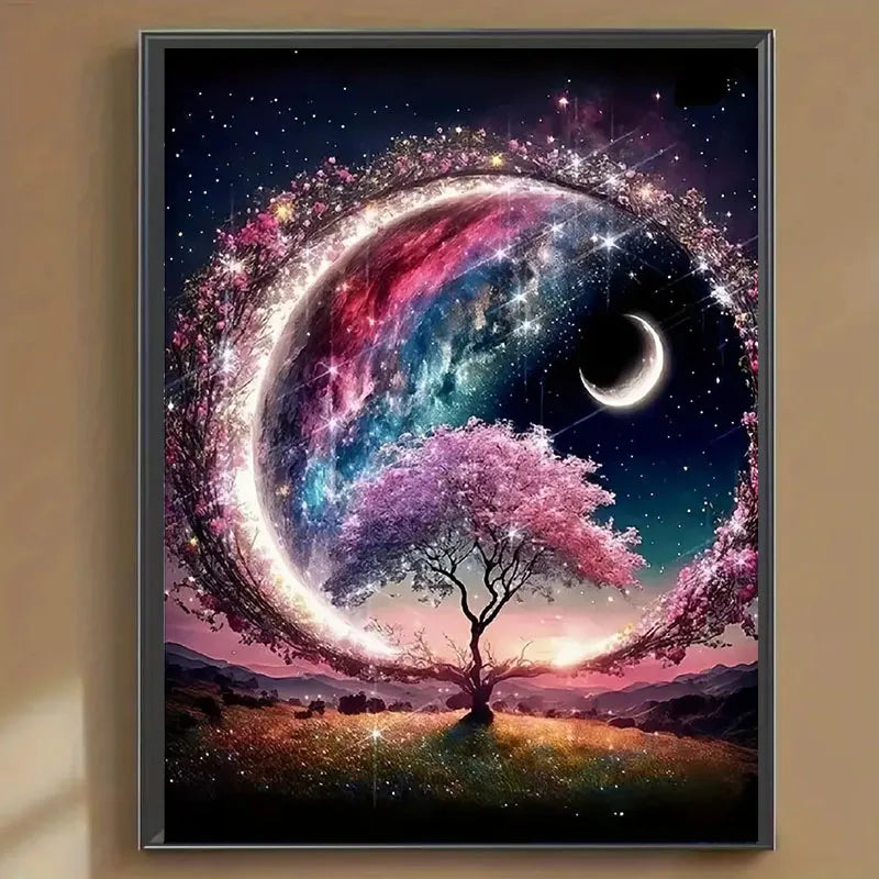 DIY Flower, Moon, and Round Diamond Painting Kit - Frameless Full Drill Diamond Art for Adults, Home Decor, and Creative Crafts