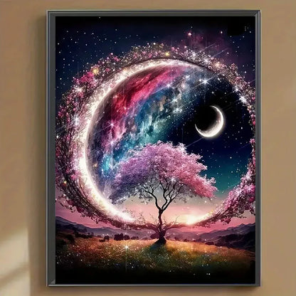 DIY Flower, Moon, and Round Diamond Painting Kit - Frameless Full Drill Diamond Art for Adults, Home Decor, and Creative Crafts