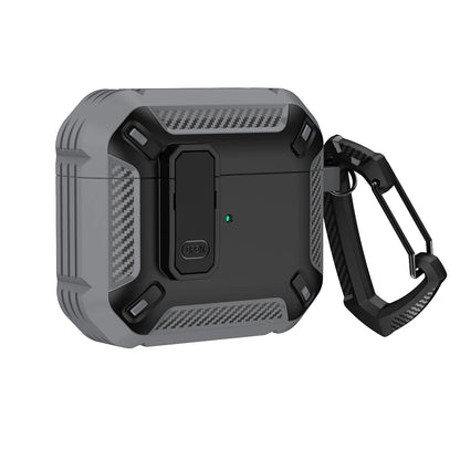 Carbon Fiber Shockproof Case for AirPods Pro 1/2 & AirPods 3 – Protective Headset Cover with Switch
