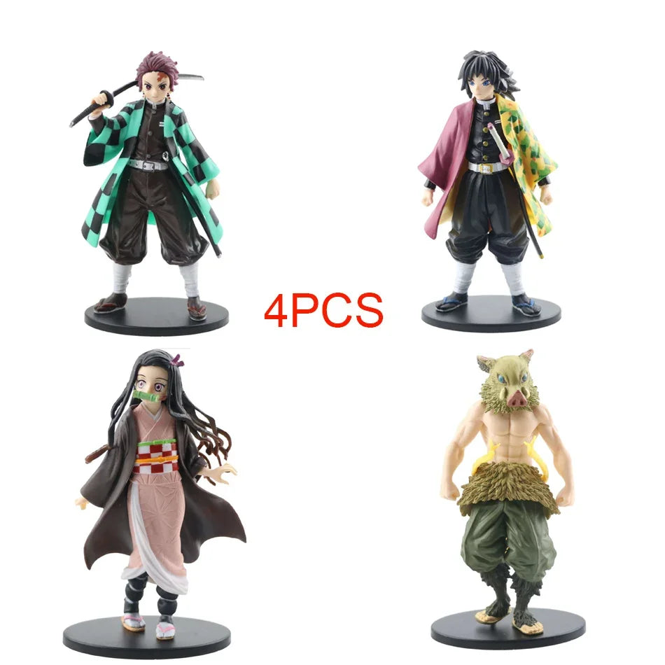 Anime Demon Slayer Kimetsu No Yaiba Action Figures – Tanjirou, Nezuko, Zenitsu & Inosuke PVC Model Toys