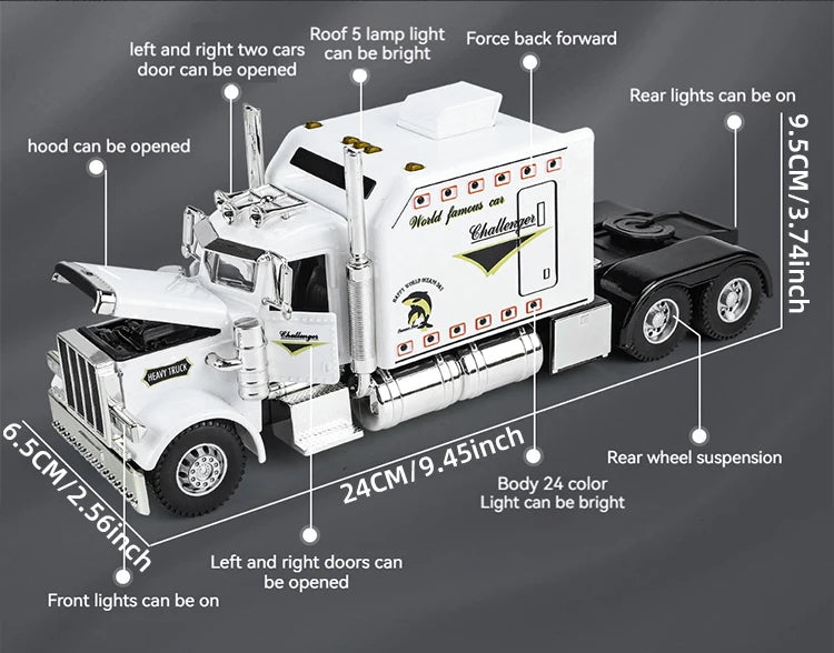 1:24 Scale Peterbilt 389 Tractor Trailer Toy – Lonestar Design Pre-Built Semi Truck with Realistic Functions for Kids