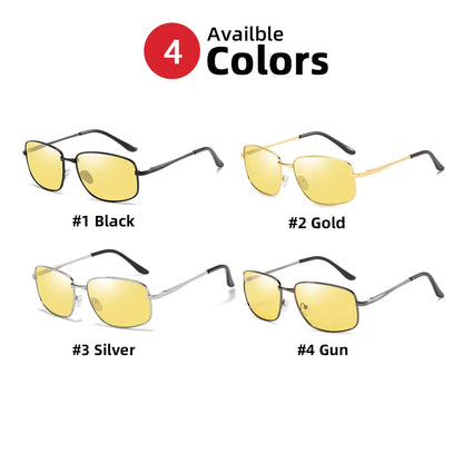 VIVIBEE Polarized Night Vision Driving Glasses – Metal Frame Yellow UV400 Goggles for Men & Women 2025