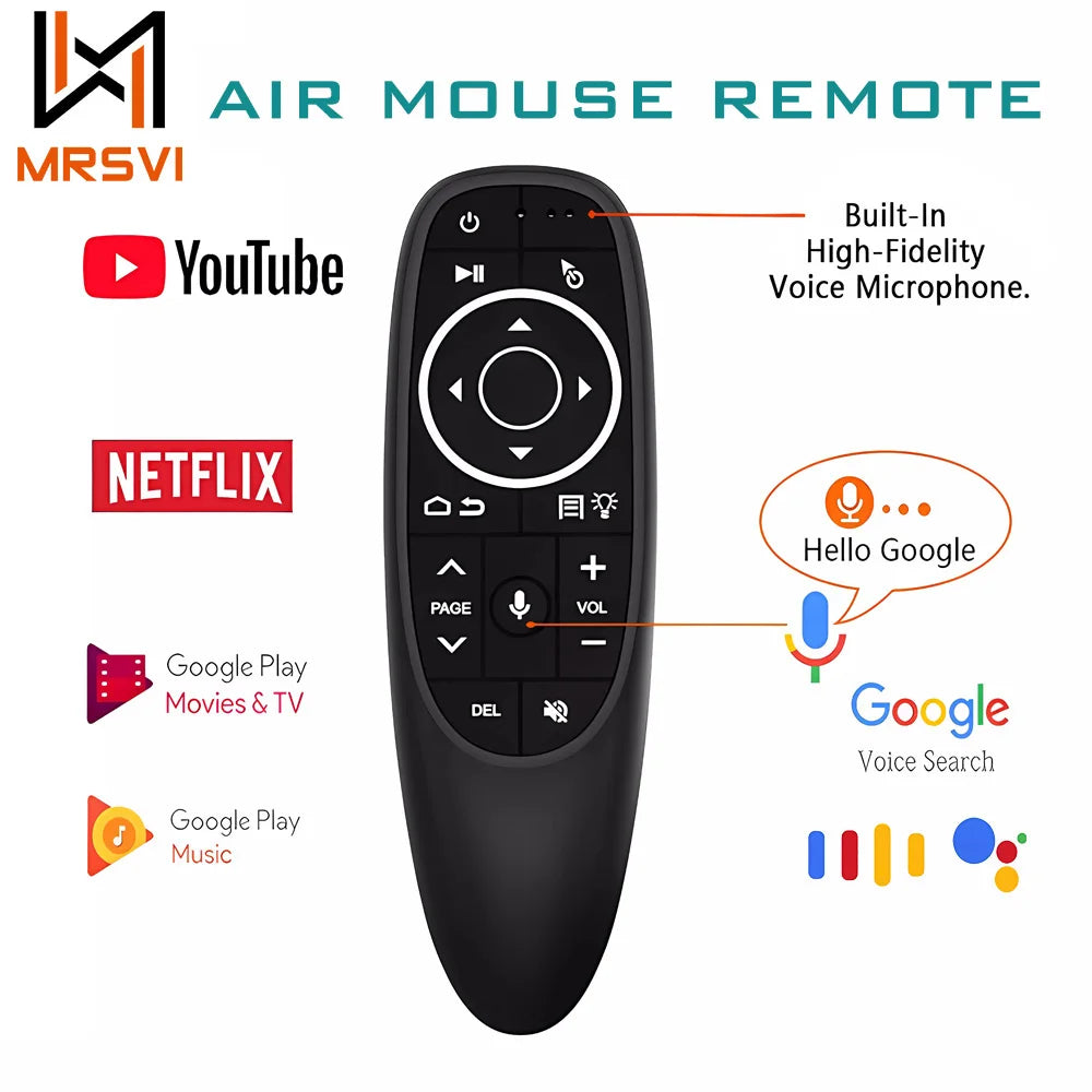 MRSVI G10S PRO 2.4G Wireless Voice Remote – Air Mouse with Backlit, IR Learning & Gyroscope for Android TV Box Control