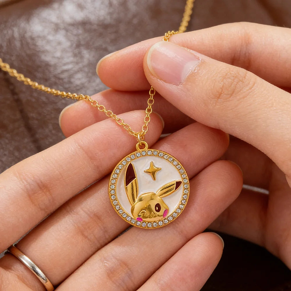 Pikachu Anime Metal Pendant Necklace - Cute Kawaii Y2K Cartoon Jewelry Gift for Boys & Girls