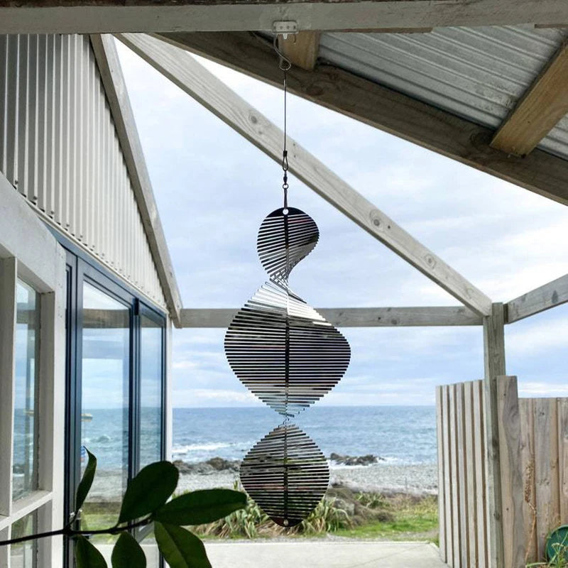 3D Rotating Wind Chime Spinner – Spiral Pendant with Bell for Patio, Garden & Outdoor Home Decor