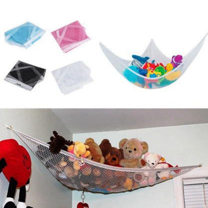 Triangle Plush Toy Storage Hammock — Large Mesh Net Organizer for Kids’ Stuffed Toys and Room Storage