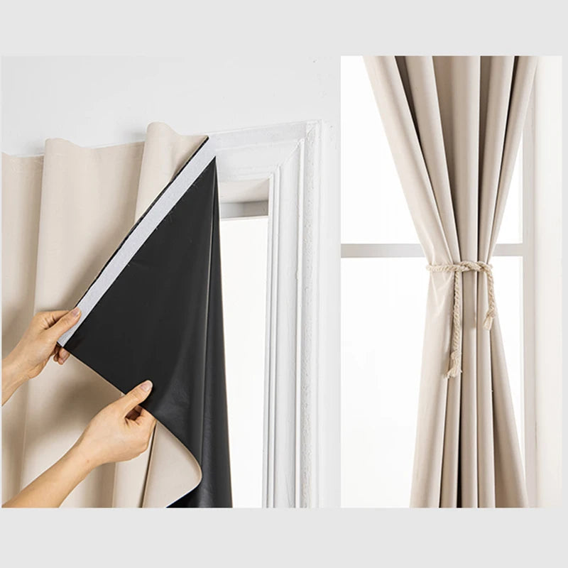 100% Blackout Self-Adhesive Curtain – Punch-Free Sunshade for Bedroom, Window, Door, and Balcony with Privacy and Insulation