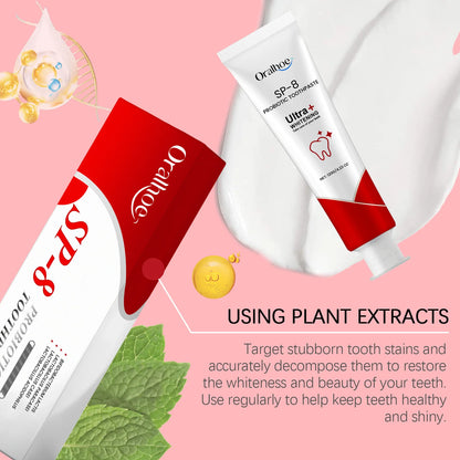Probiotic Mint Toothpaste | Fresh Breath, Plaque & Stain Removal, Teeth Brightening for Smokers