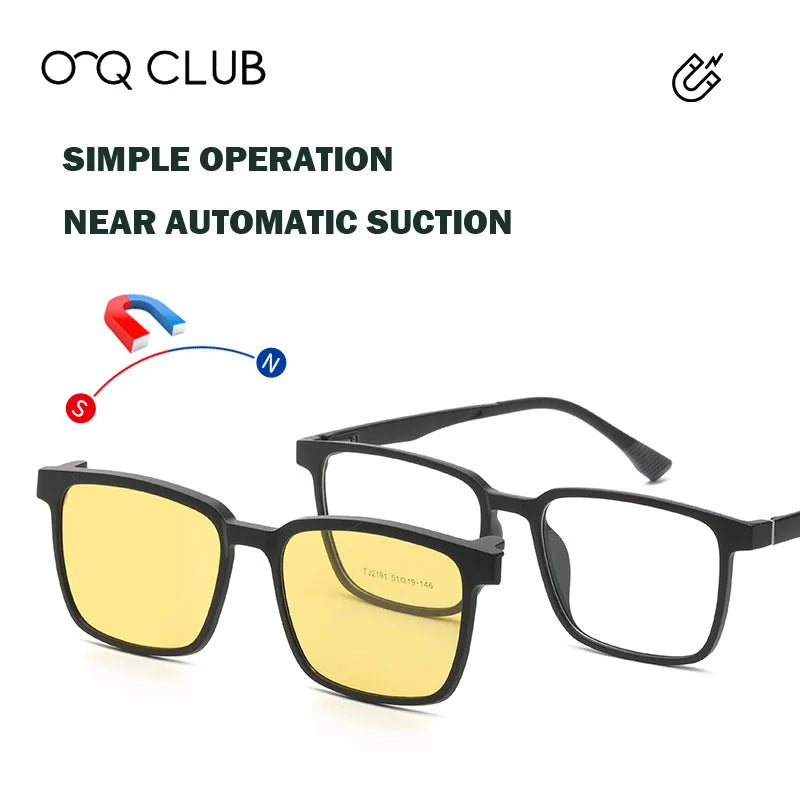 Magnetic Clip-On Prescription Glasses - Flip Up TR90 Polarized Sunglasses With Night Vision & Reading Lens Design