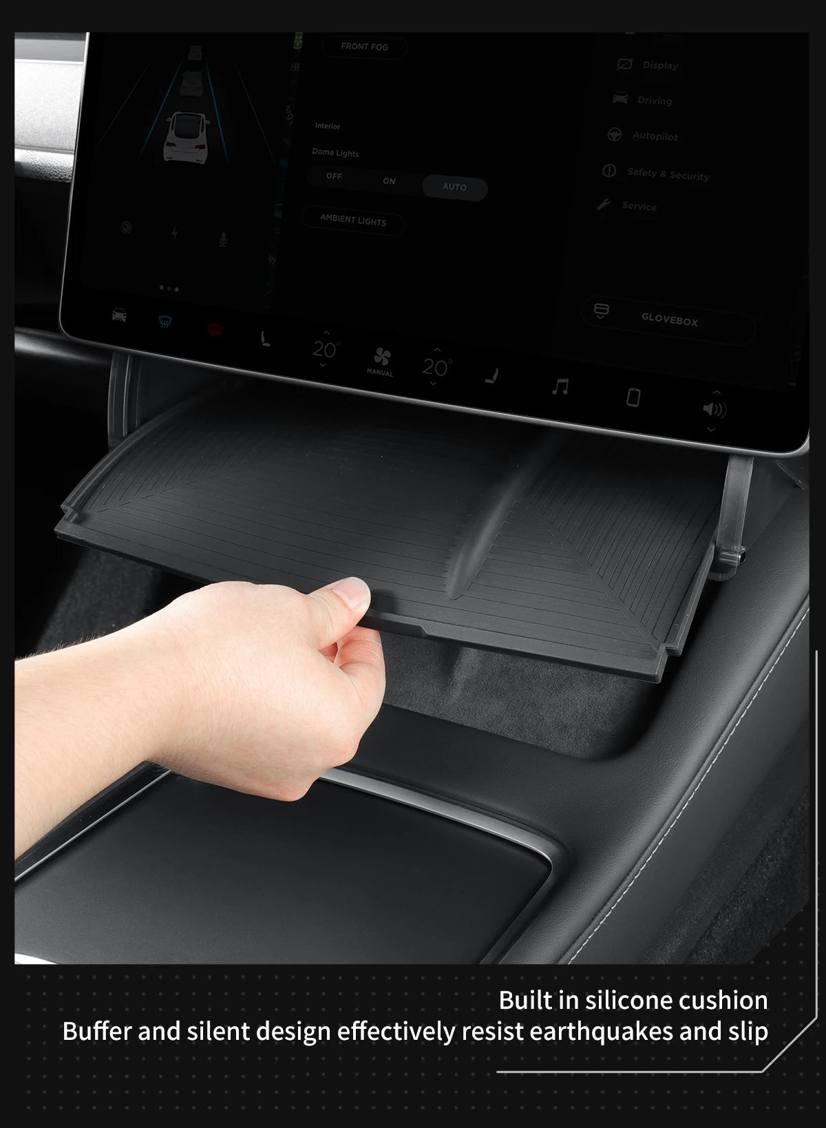 Hidden Storage Box Organizer – Under Screen Tray for Tesla Model Y 2024 & Model 3 2021-2022