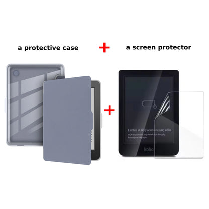 Kobo Clara 2E Case with Screen Protector — 6" Auto Sleep Leather Magnetic Cover & Transparent Acrylic Funda