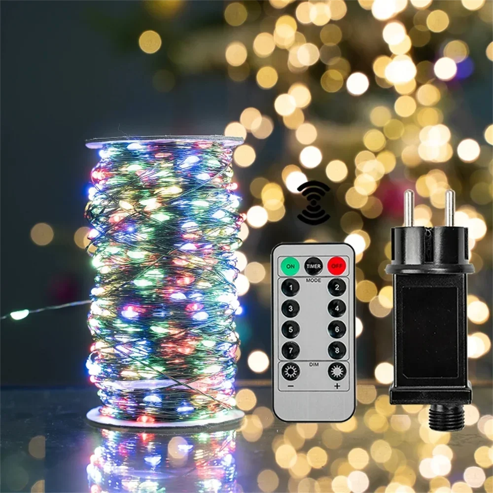 1000 LED Green Wire Fairy String Lights | Waterproof Christmas Tree & Holiday Decor, US/EU Plug 110V/220V