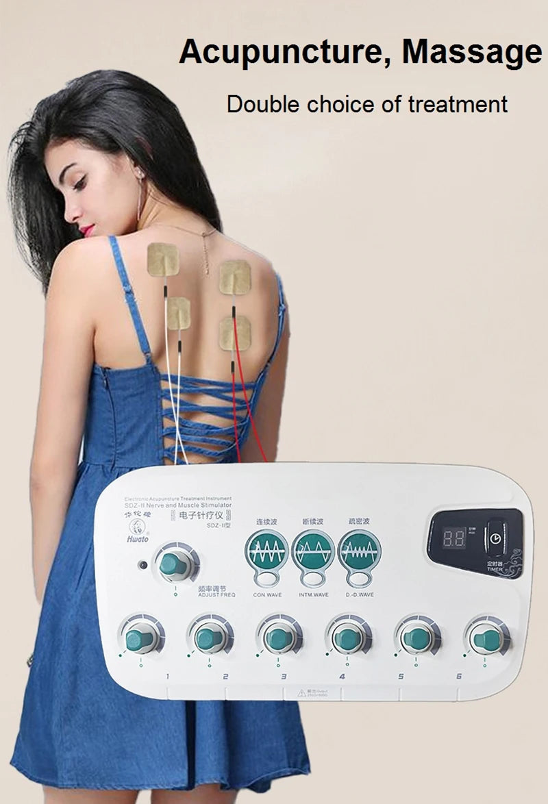 6-Channel Electric Hwato SDZ II Low-Frequency Electro Acupuncture Stimulator — Needle Treatment for Nerve & Muscle Therapy