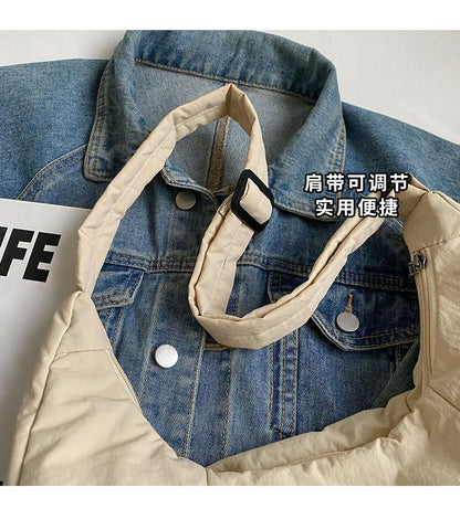 2025 Trendy Women's Soft Cloth Shoulder Bag – Solid Color, Y2K Casual Style, Crossbody Handbag for Students