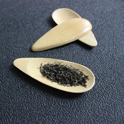 1–3PCS Bamboo Tea Scoops – Kung Fu Tea Spoons & Shovel Saucers, Black/Green Tableware for Kitchen, Afternoon Tea, Gift for Friends